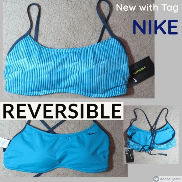 Relist 7/8❌Nike REVERSIBLE bikini top solid & pattern size M XL - Picture 3 of 12